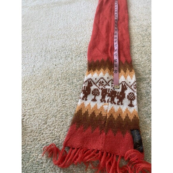 Set 2 Lost Horizon Knit Hat Handcrafted Floral Design & Orange Baby Alpaca Scarf - Picture 9 of 9
